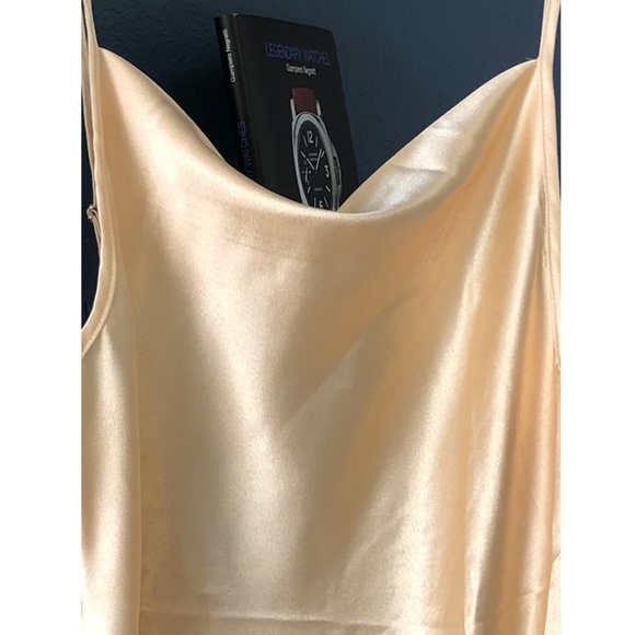 Light Gold Backless Satin Cami Long Slip Dress - Picture 11 of 12
